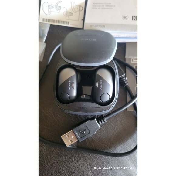 Sony WF-SP700N Wireless In-Ear Headphone - Black - Picture 1 of 5
